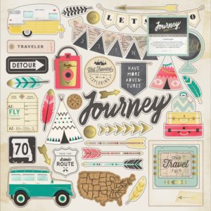 Чипборд Journey от Crate Paper с золотым фольгированием 683751