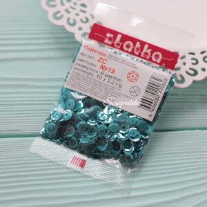 Пайетки Zlatka россыпью ZC 6 мм, 10 гр №19 бирюзовый
