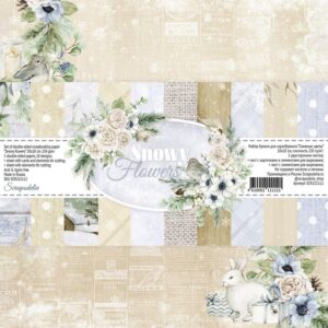 Набор бумаги Snowy flowers от Scrapodelie 20х20 см