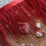 Красные страусиные перья на ленте, 30 см